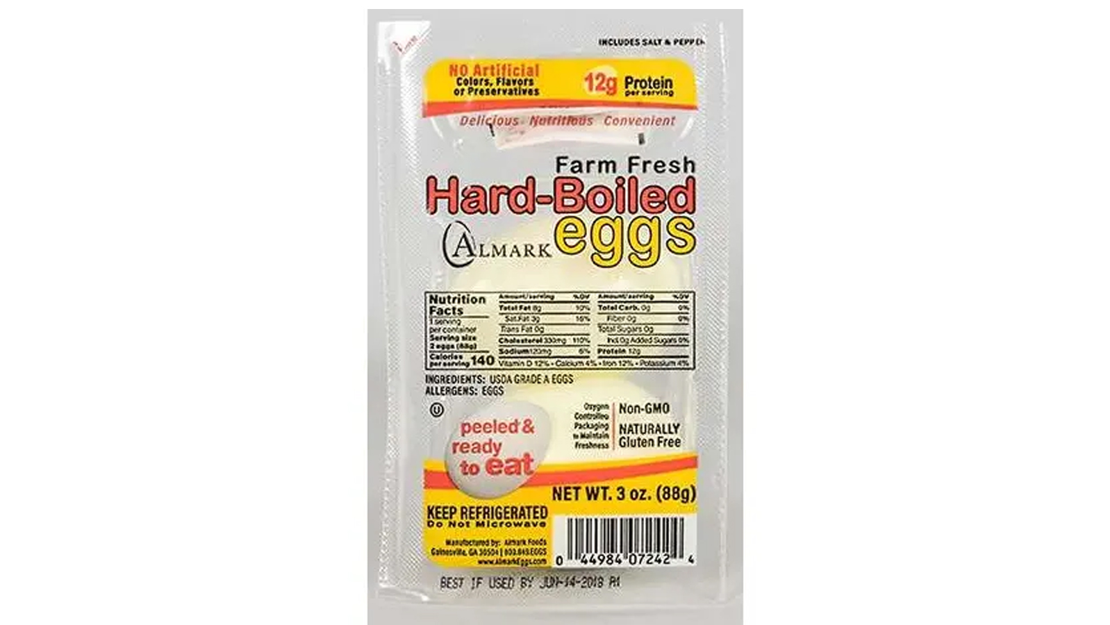 Order Almark Hardboiled Eggs 2 Pack food online from Chevron Extramile store, Long Beach on bringmethat.com