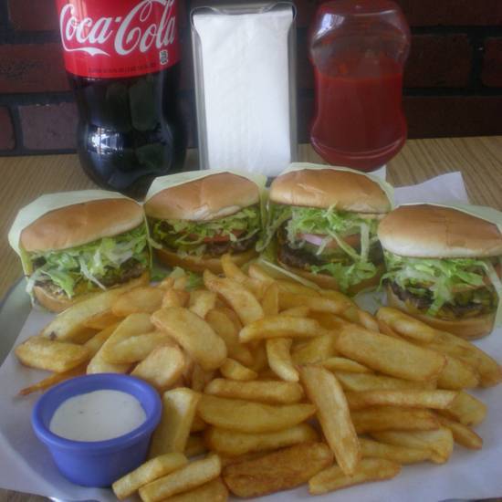 Order 4 Burger, Basket of Fries & 2 Liter Soda food online from Fat Boy store, Henderson on bringmethat.com