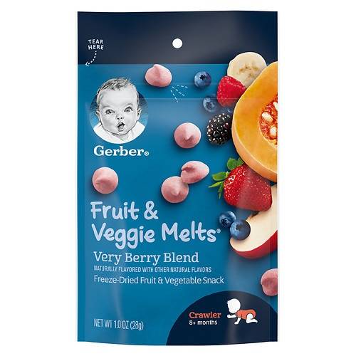 Order Gerber Snack for Baby, Very Berry Blend Fruit & Veggie Melts Very Berry Blend - 1.0 oz food online from Walgreens store, Anchorage on bringmethat.com