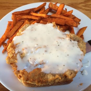 Order Open Face Chicken Fry Sandwich food online from Roadhouse Saloon store, Idaho Falls on bringmethat.com