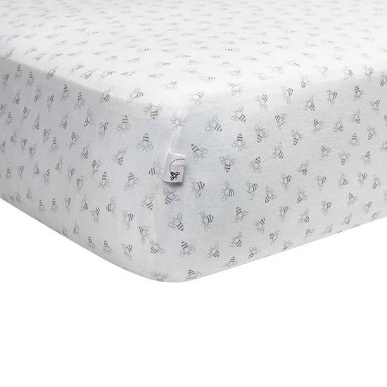 Order Burt's Bees Baby® Honeybee Organic Cotton Fitted Crib Sheet in Heather Grey food online from Bed Bath & Beyond store, Lancaster on bringmethat.com