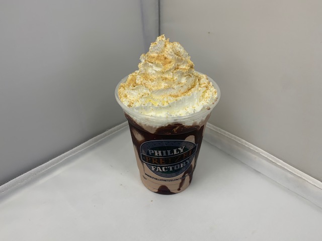 Order S'mores Milkshake, served in a foam cup for freshness food online from Philly Pretzel Factory store, Mt Ephraim on bringmethat.com