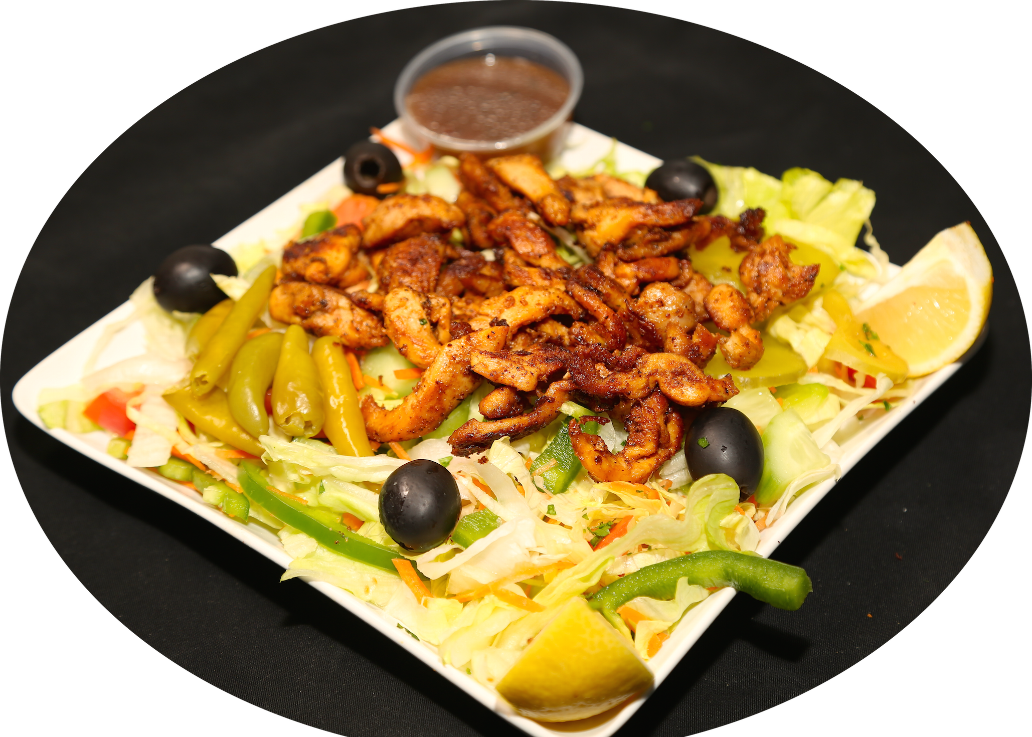 Order House Salad with Chicken shawarma. food online from Yaba’s Food & Middle Eastern Grill store, Chicago on bringmethat.com