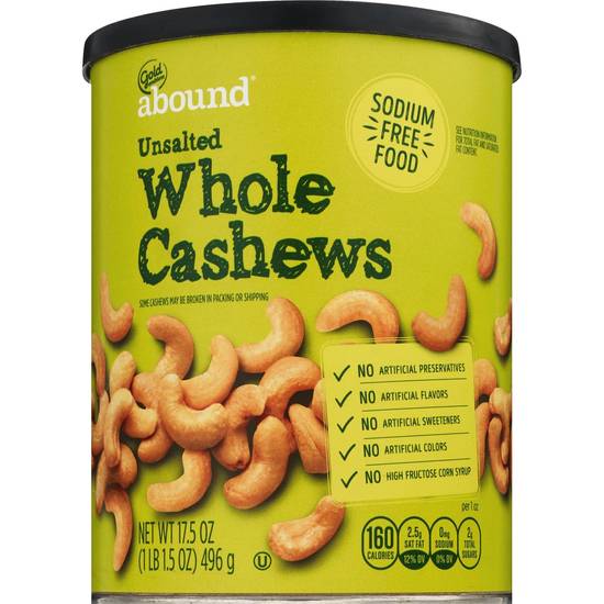 Order Gold Emblem Abound Unsalted Whole Cashews, 17.5 OZ food online from Cvs store, SPANISH FORT on bringmethat.com