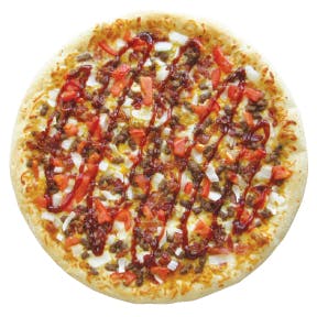 Order Southwest Cheeseburger Pizza - Small 10" (6 Slices) food online from Georgio Oven Fresh Pizza Co store, Perry on bringmethat.com