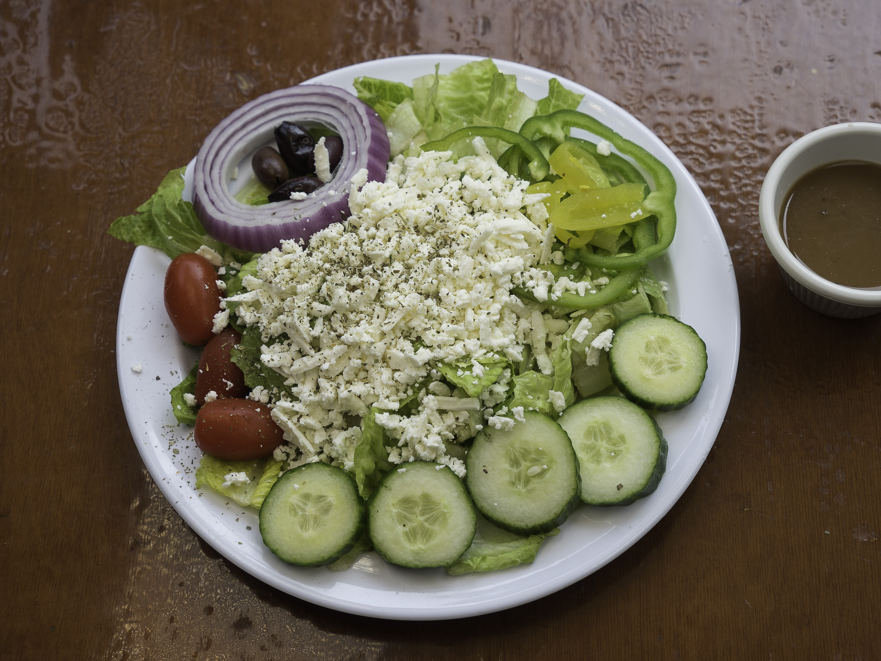 Order Greek Salad food online from Jumbo Pizza store, Washington on bringmethat.com