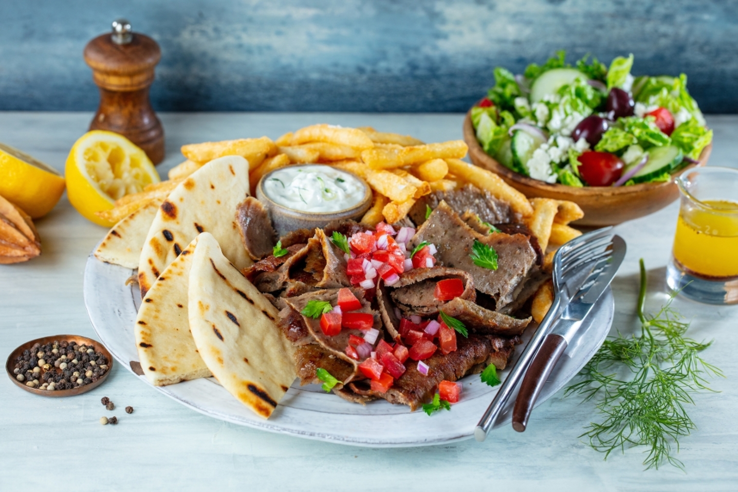 Order GYRO PLATE food online from The Great Greek Mediterranean Grill store, Henderson on bringmethat.com
