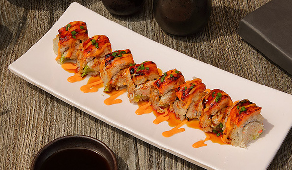 Order Baked Salmon Roll food online from Trusushi 'n Fish store, Lake Forest on bringmethat.com