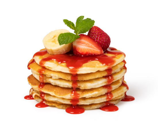Order Strawberry Pancake Short Stack food online from Breakfast Snob store, Inglewood on bringmethat.com