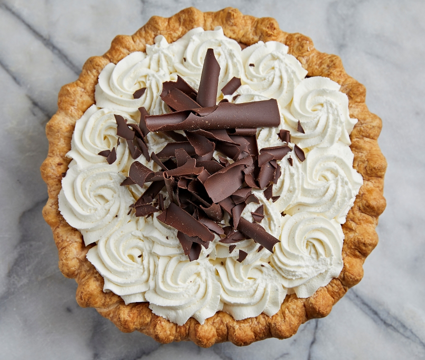 Order 9'' Chocolate Cream Pie food online from Tiny Pies store, Austin on bringmethat.com