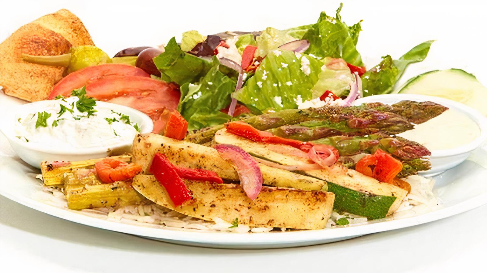 Order Grilled Veggie Feast food online from Taziki Mediterranean Cafe store, Alpharetta on bringmethat.com
