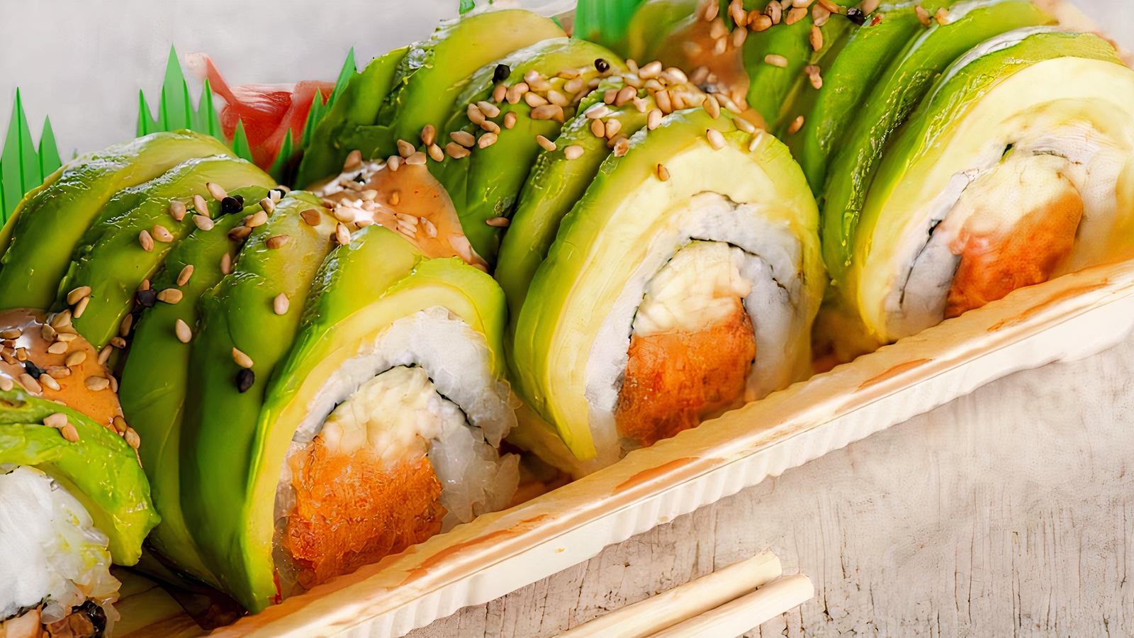 Order Spicy Tuna Green Dragon Roll food online from Hava Java store, Monsey on bringmethat.com