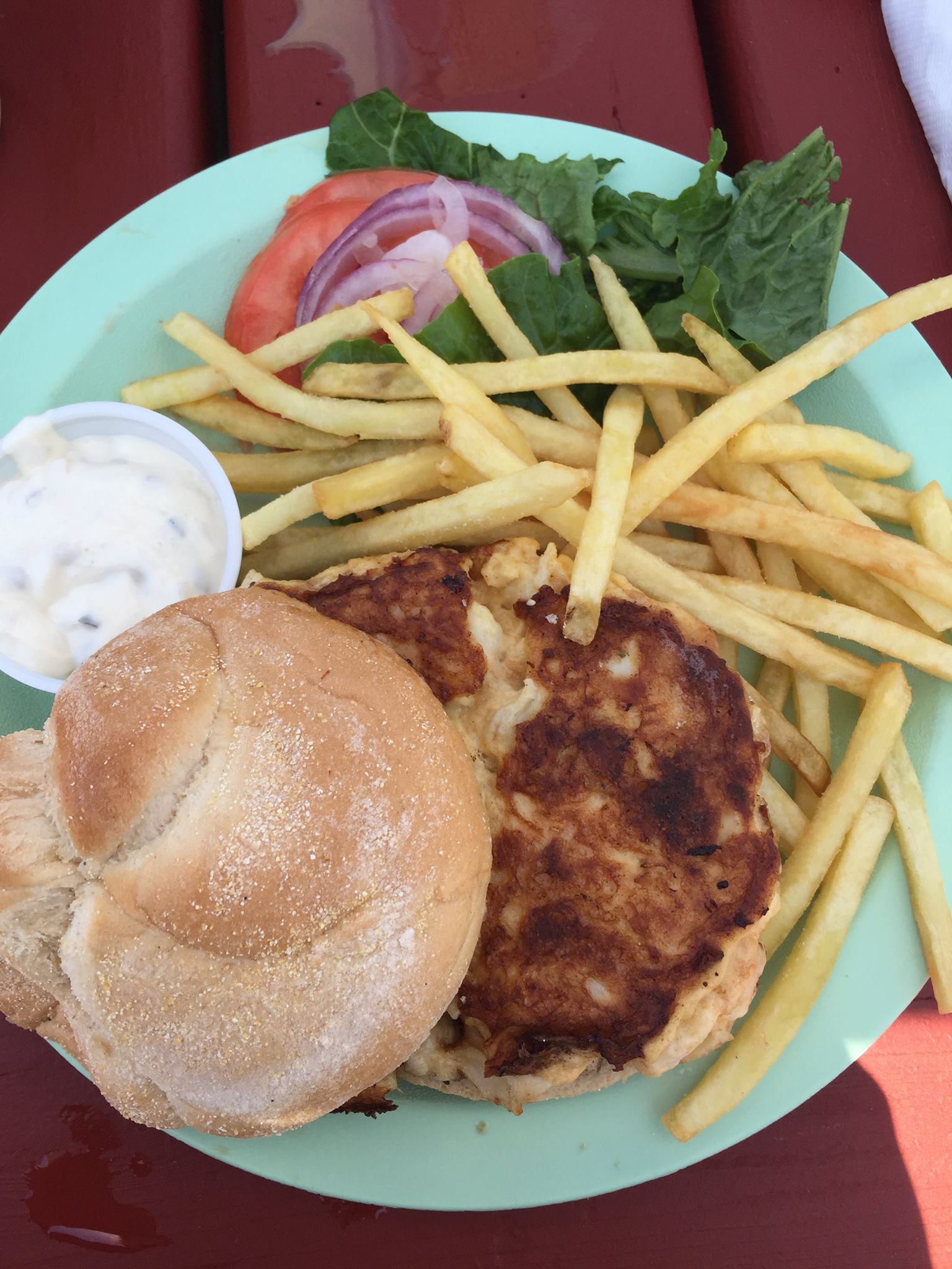 Order Crab Cake Sandwich Lunch Platter food online from Bay Breeze Cafe Larsen Marina store, Ocean View on bringmethat.com