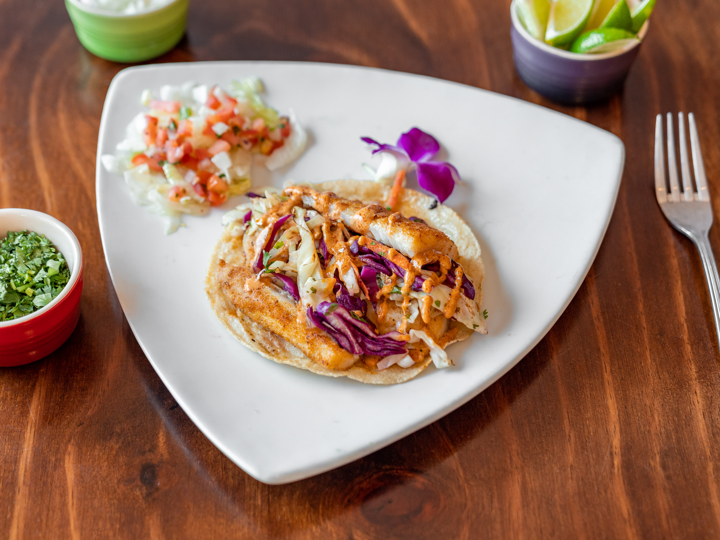 Order Fish Taco food online from La Tequila Restaurant store, Buellton on bringmethat.com