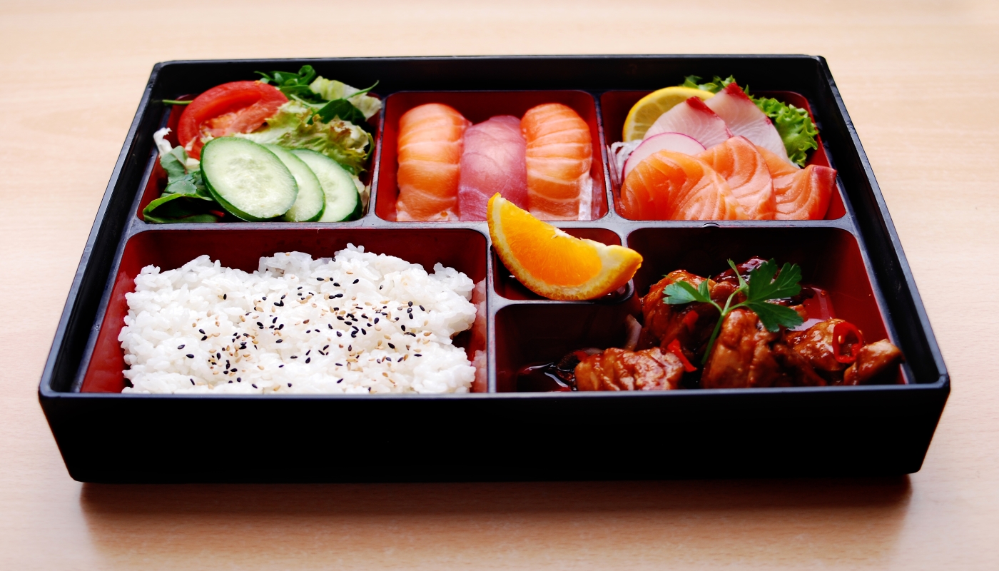 Order 2 Item Bento Box food online from Miyabi Sushi store, Gardena on bringmethat.com