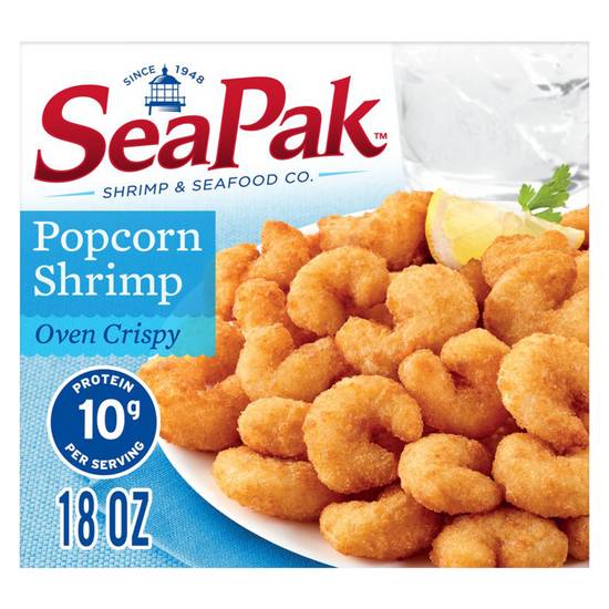 Order SeaPak Frozen Oven Crispy Breaded Popcorn Shrimp 18oz food online from Everyday Needs by Gopuff store, Pittsburgh on bringmethat.com