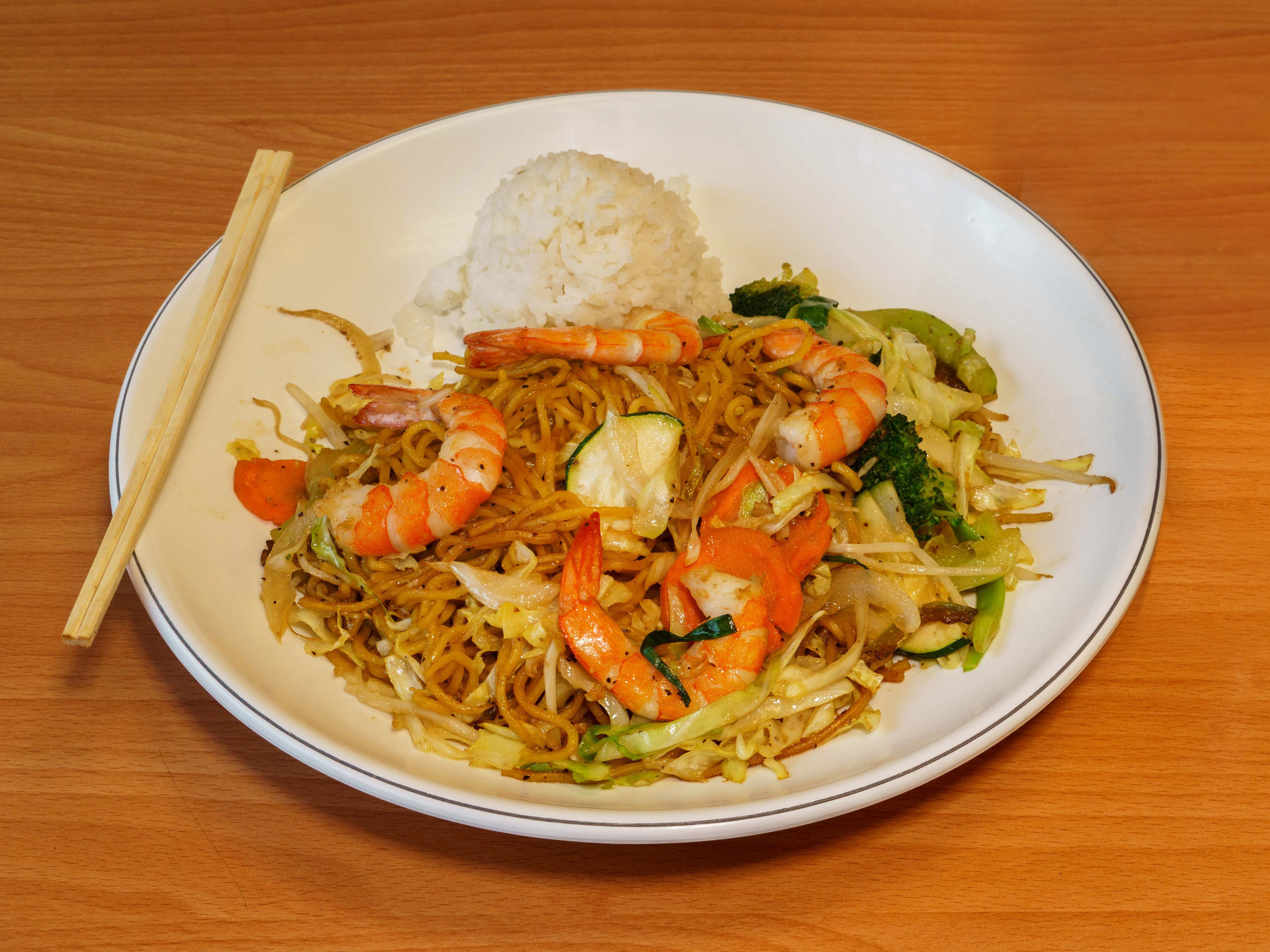 Order Shrimp Yakisoba food online from Nori Presto Teriyaki & Sushi store, Everett on bringmethat.com