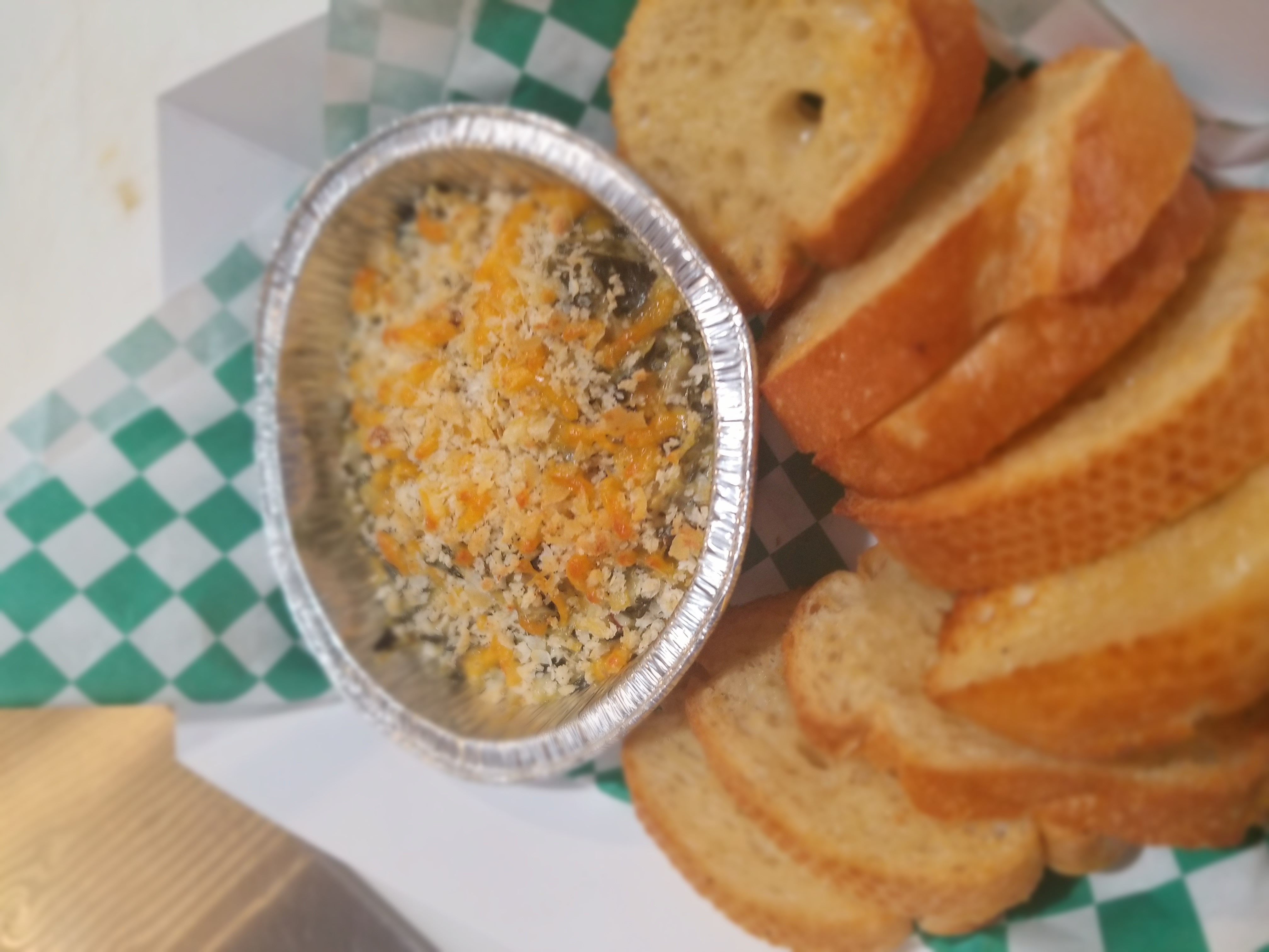 Order Spinach Artichoke Dip with Parmesan food online from Peachtree Neighborhood Grill store, Nashville on bringmethat.com