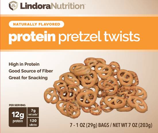 Order Lindora Nutrition Pretzel Twists (1 oz x 7 ct) food online from Rite Aid store, Beverly Hills on bringmethat.com