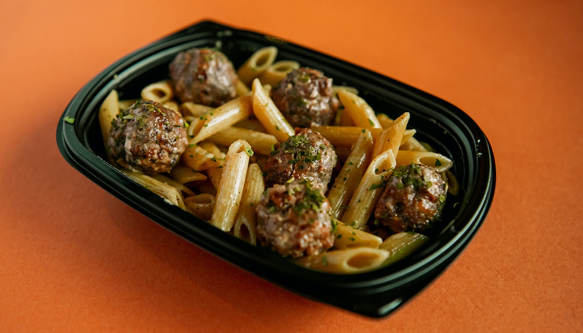 Order MOROCCAN 12-SPICE MEATBALL PENNE BOWL food online from Meatball Corner store, Nashville on bringmethat.com