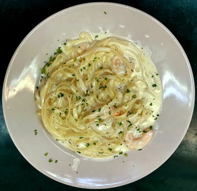 Order Fettuccine with Shrimp - Pasta food online from Primas Pasta & Pizza Restaurant store, Fort Worth on bringmethat.com