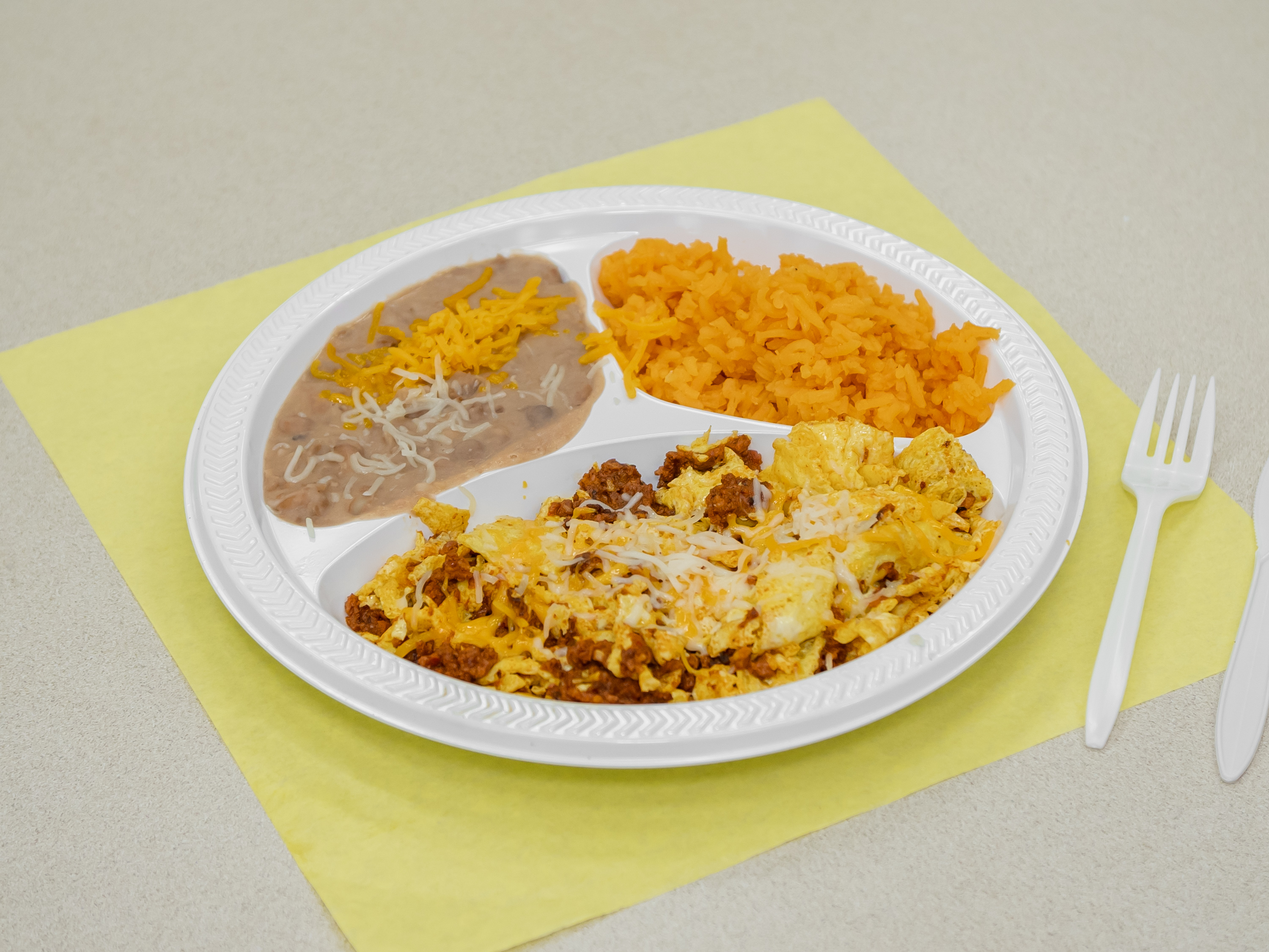 Order 9. Chorizo Combination Plate food online from Lambertos Mexican Rest store, La Verne on bringmethat.com