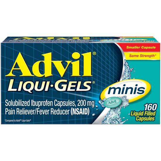 Order Advil Pain Reliever and Fever Reducer Liqui-Gels minis with Ibuprofen 200 mg (160 ct) food online from Rite Aid store, Mount Vernon on bringmethat.com