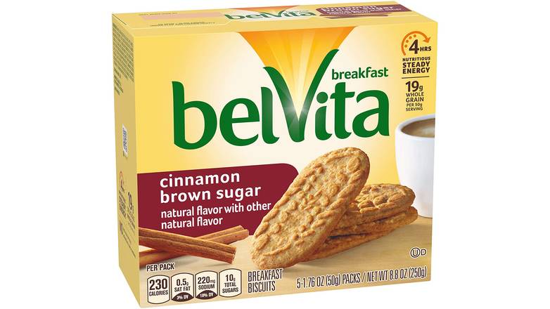 Order Belvita Cinnamon Brown Sugar Breakfast Biscuits, 6 Boxes of 5 Packs (4 Biscuits Per Pack) food online from Gud2Go store, Marlton on bringmethat.com
