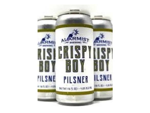 Order Alarmist Crispy Boy Pilsner - 4x 16oz Cans food online from Sky Liquors store, Chicago on bringmethat.com