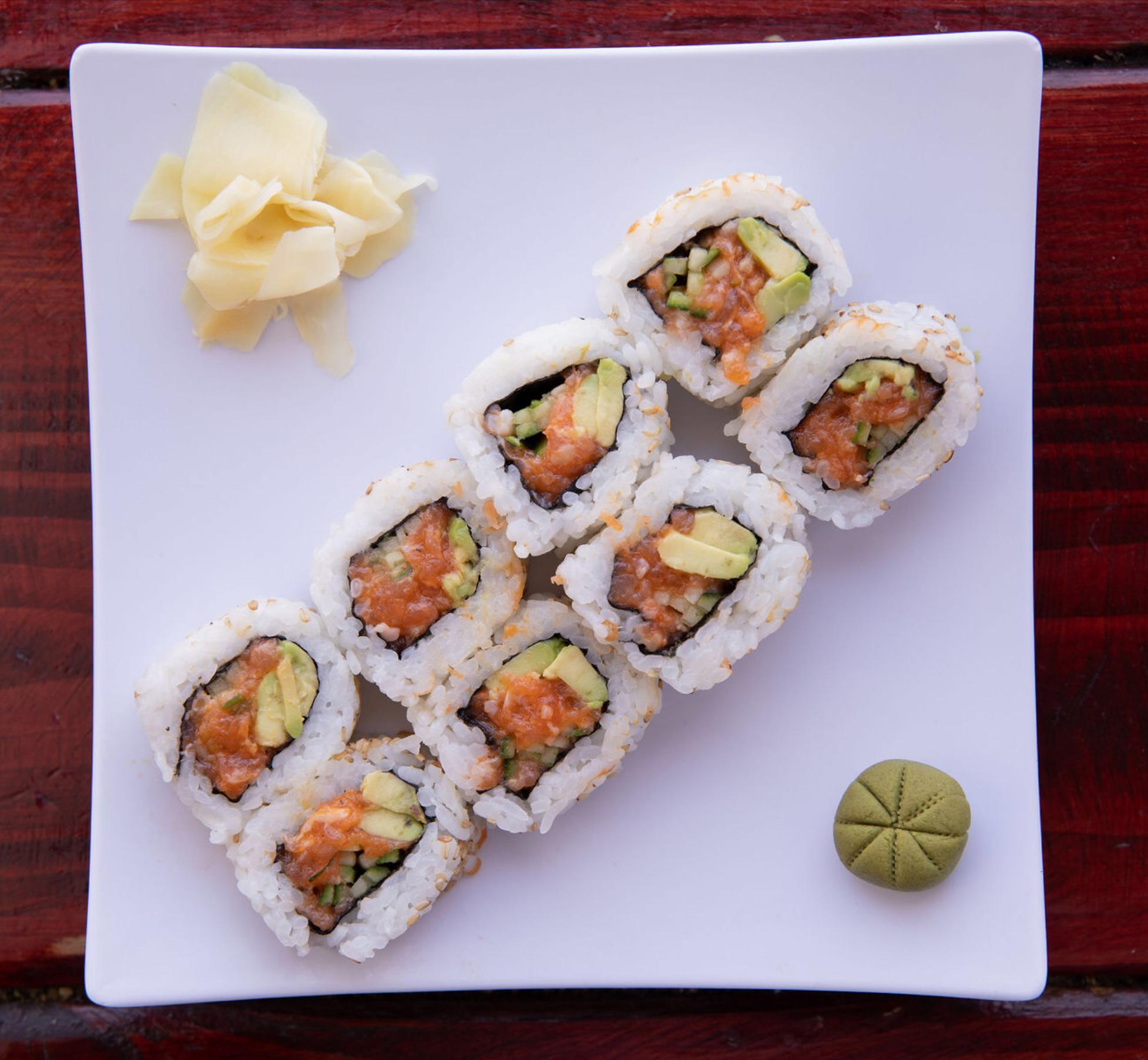 Order Spicy Salmon Roll food online from Meshuga 4 Sushi - W. Pico Blvd. store, Los Angeles on bringmethat.com