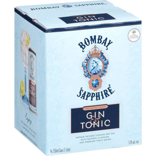 Order Bombay Gin & Tonic  (4PK 8.4 OZ) 132786 food online from BevMo! store, Colma on bringmethat.com
