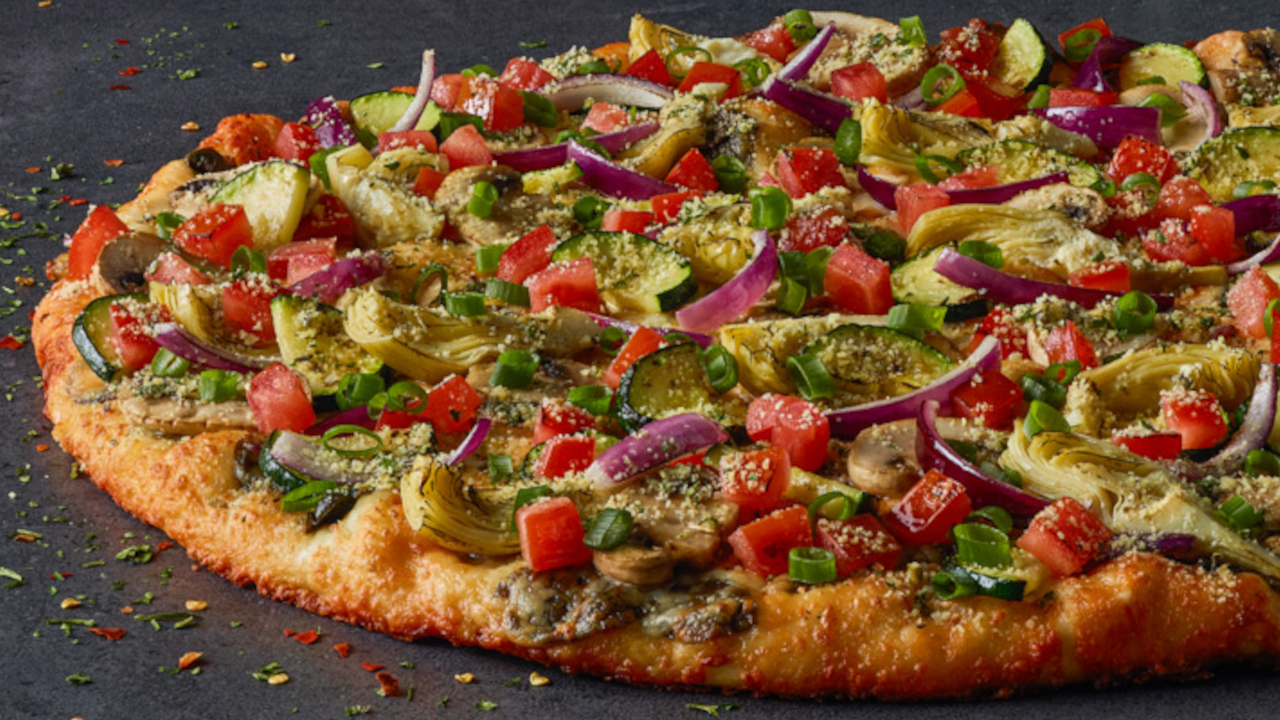 Order Gourmet Veggie Pizza food online from Round Table Pizza store, San Jose on bringmethat.com