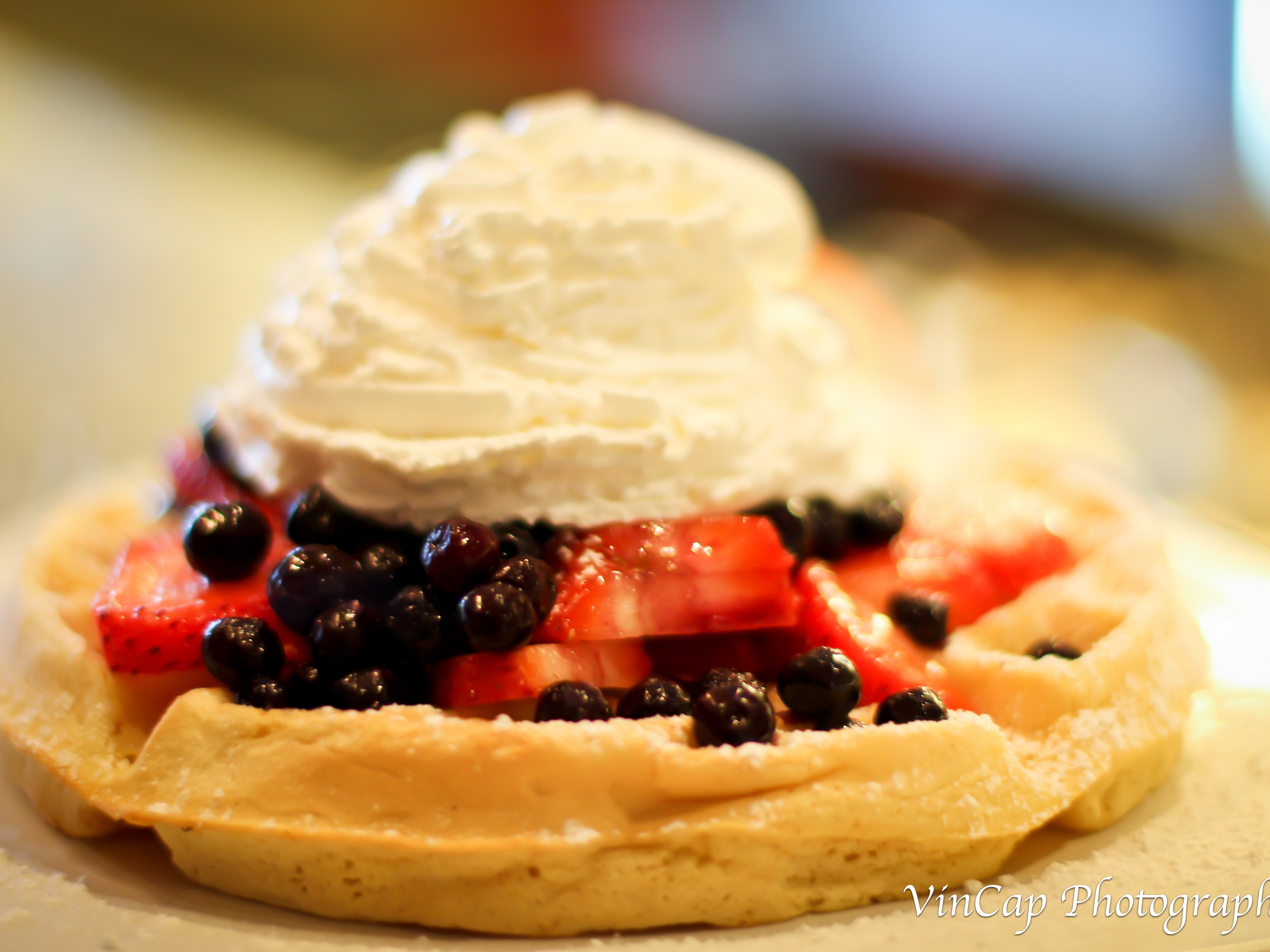 Order Berries and Cream Waffle food online from Long Island Coffee Company store, Selden on bringmethat.com