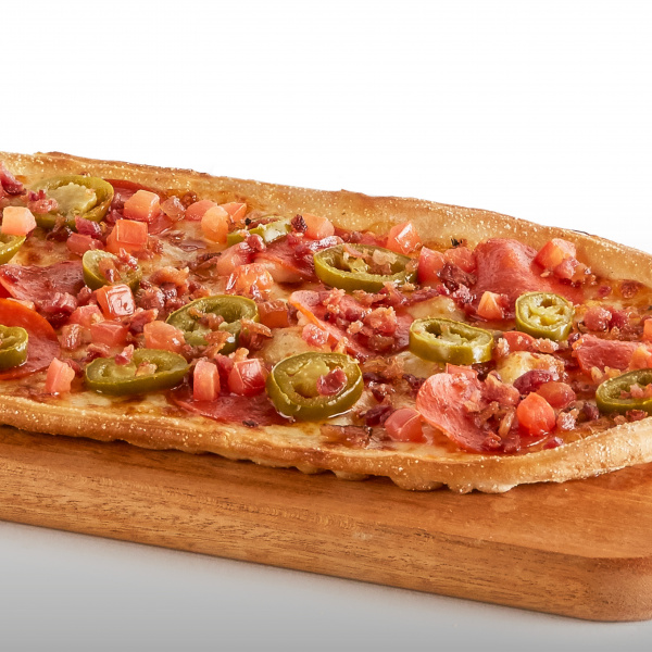 Order Fiery Pepperoni Bacon Flatbread food online from Pizza Guys store, Antioch on bringmethat.com