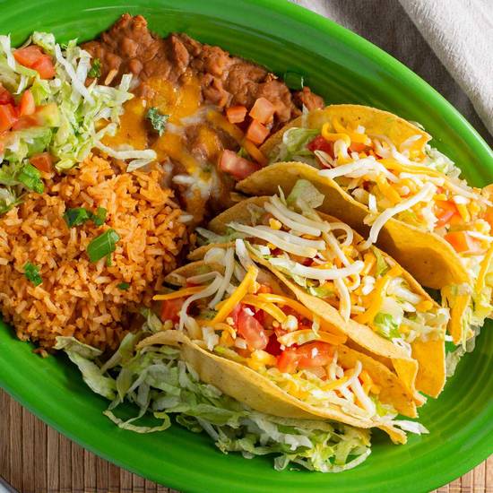 Order Deep Fried Tacos (3 pcs) food online from Mi Ranchito store, Overland Park on bringmethat.com
