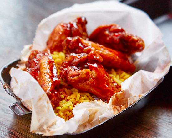 Order 5 Wings and Rice Bowl food online from Buffalo boss store, Brooklyn on bringmethat.com