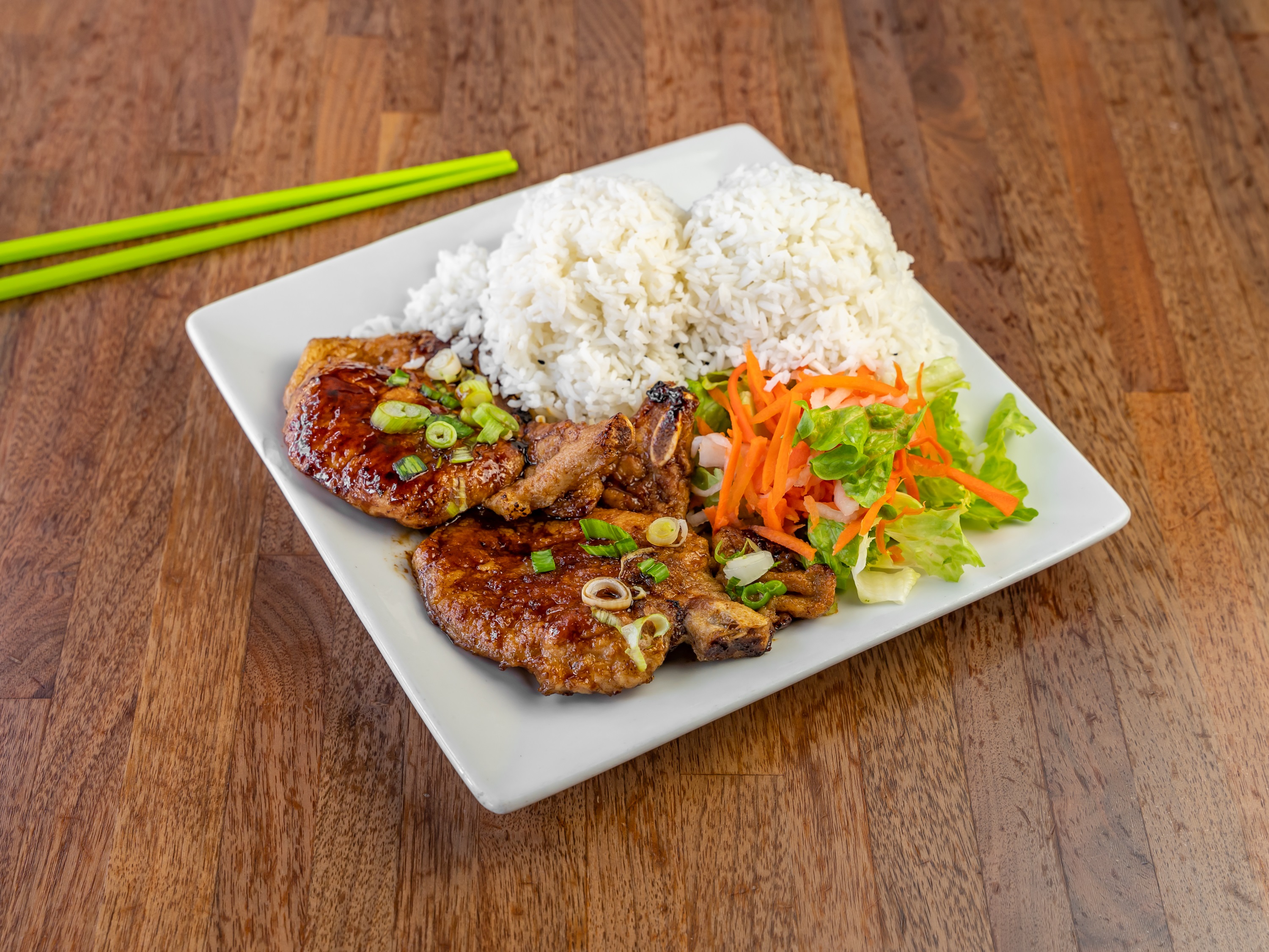 Order Grilled Pork Rice Plate food online from Jo Jo's Cafe store, San Francisco on bringmethat.com