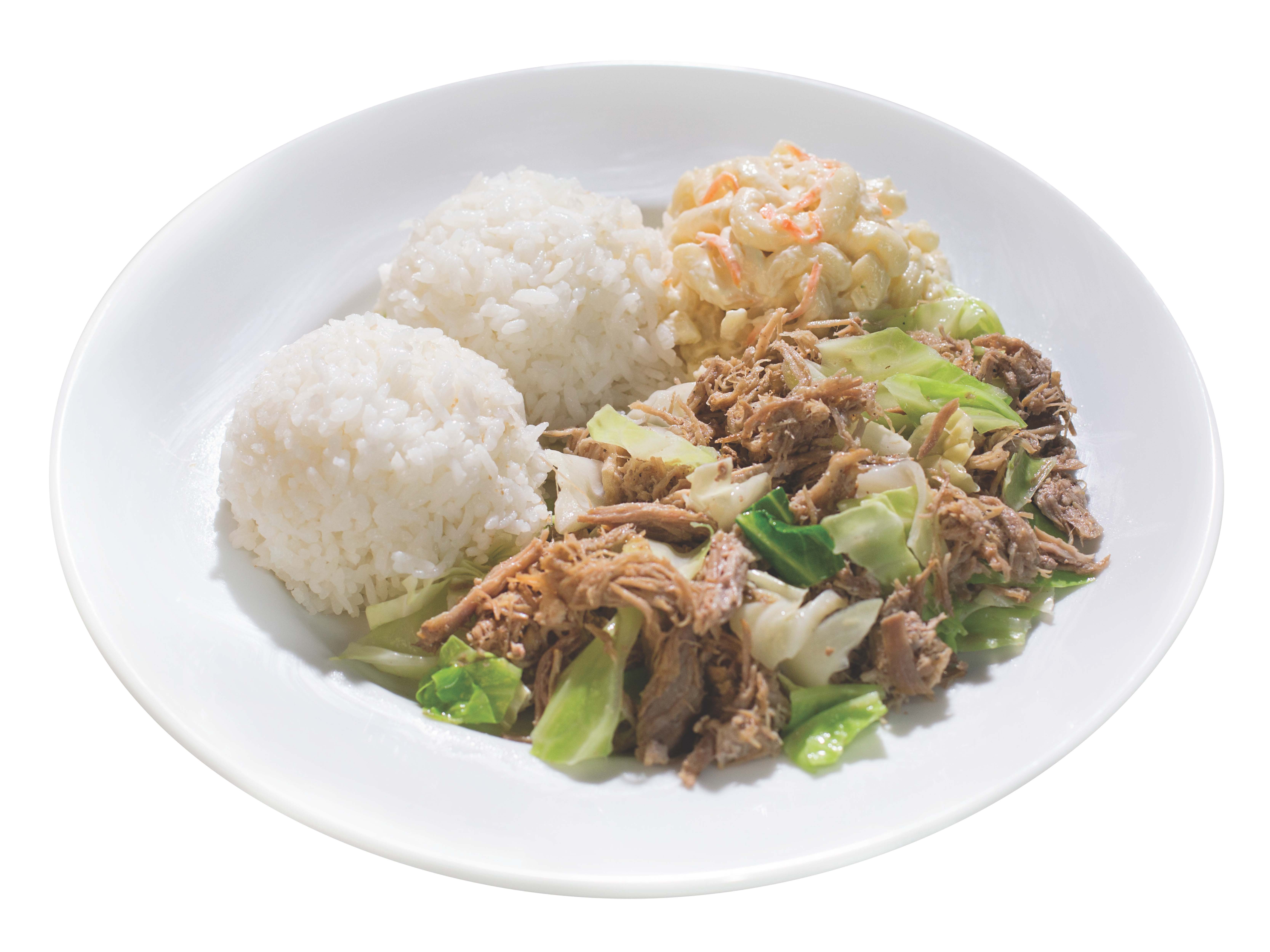 Order Regular Kalua Pork with Cabbage Plate Lunch food online from L&L Hawaiian Bbq store, Las Vegas on bringmethat.com