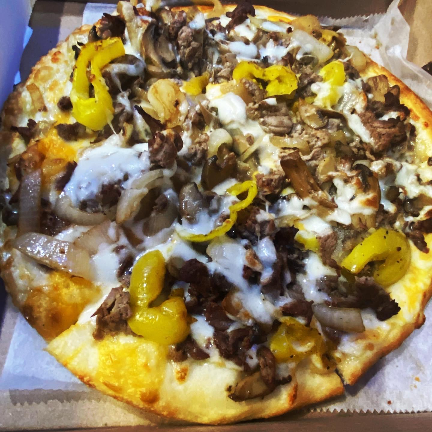 Order Philly Steak Pizza food online from Chiquita Pizzeria store, Philadelphia on bringmethat.com