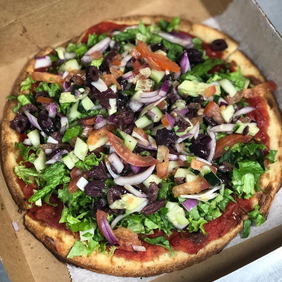 Order Salad Pizza - Small 14'' (6 Slices) food online from Planet Pizza store, Ridgefield on bringmethat.com