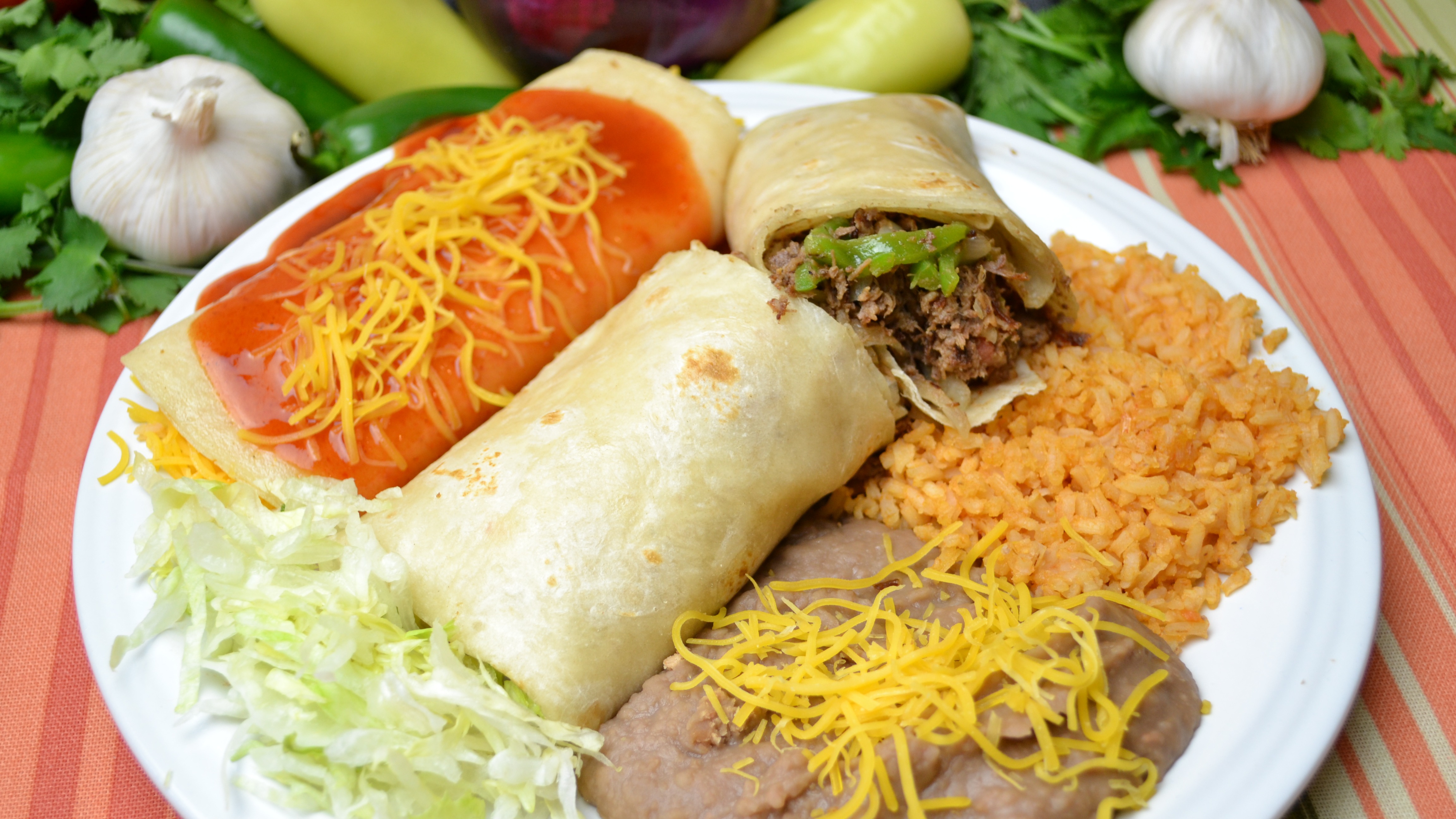 Order 8. Beef Burrito and Enchilada food online from Taco Plus store, Tucson on bringmethat.com