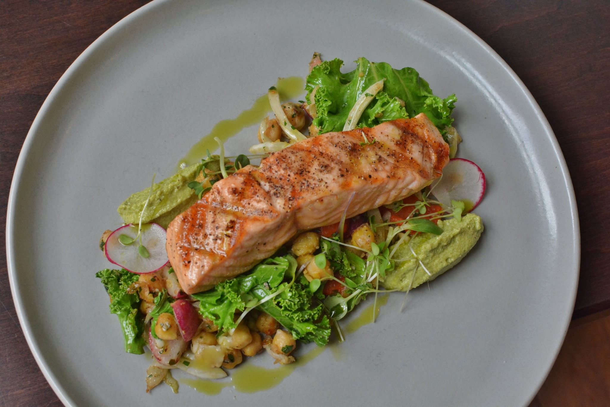 Order Grilled Salmon Plate food online from Bar Marcel store, Charlotte on bringmethat.com