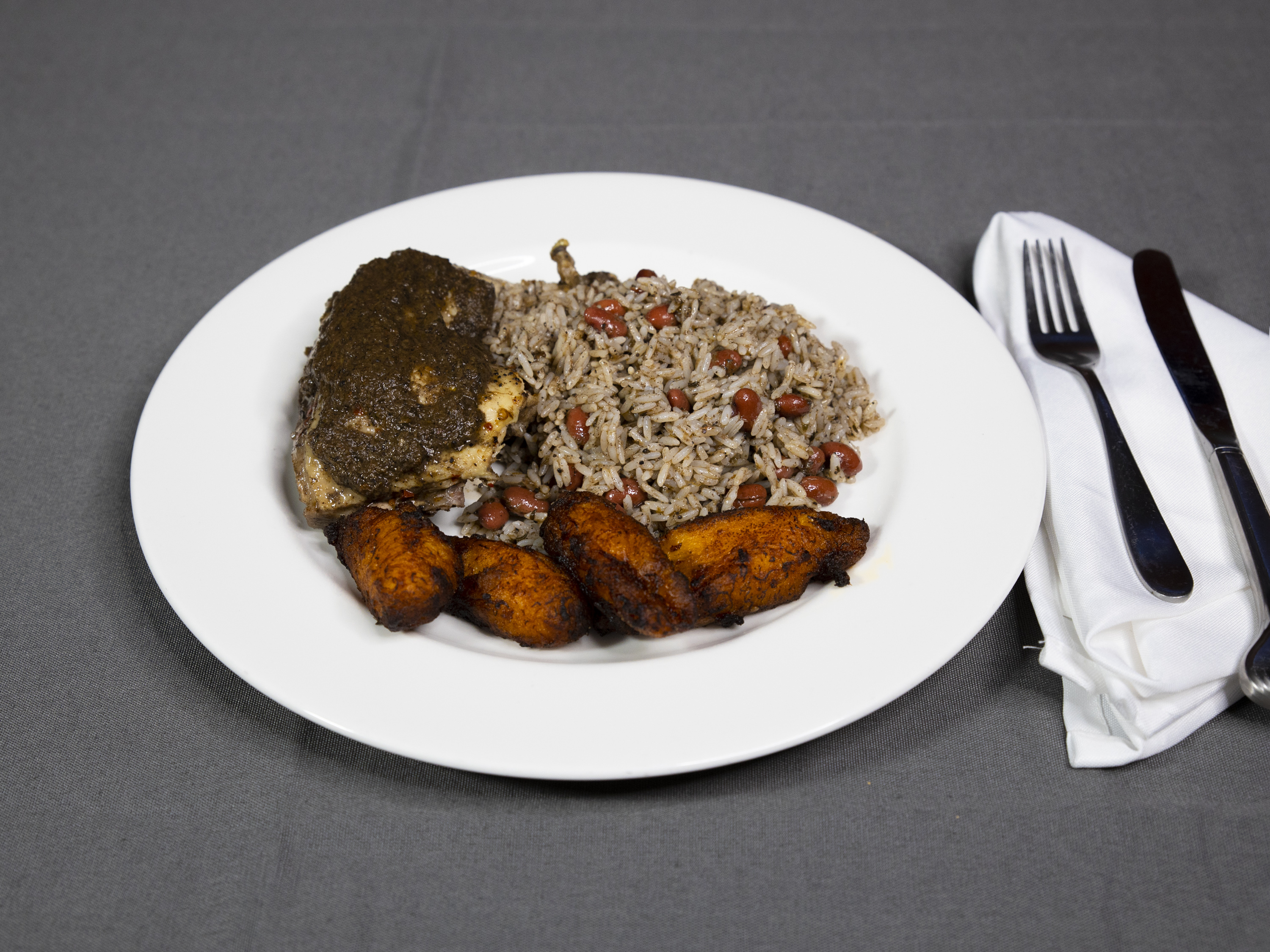 Order Jerk Chicken and Rice food online from Fusion Spice Bar & Grille store, Wilmington on bringmethat.com