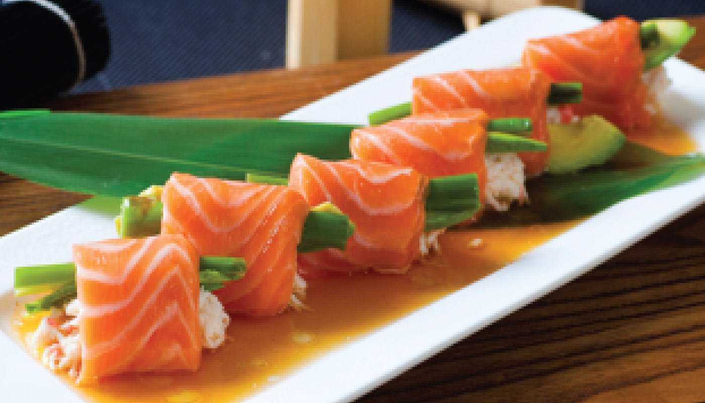 Order E1. Salmon Blue Crab food online from Ami Sushi store, Westwood on bringmethat.com