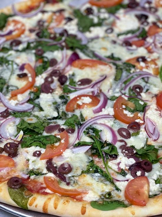 Order The Greek Pizza Pie food online from Mike's New York Pizzeria store, Ladera Heights on bringmethat.com