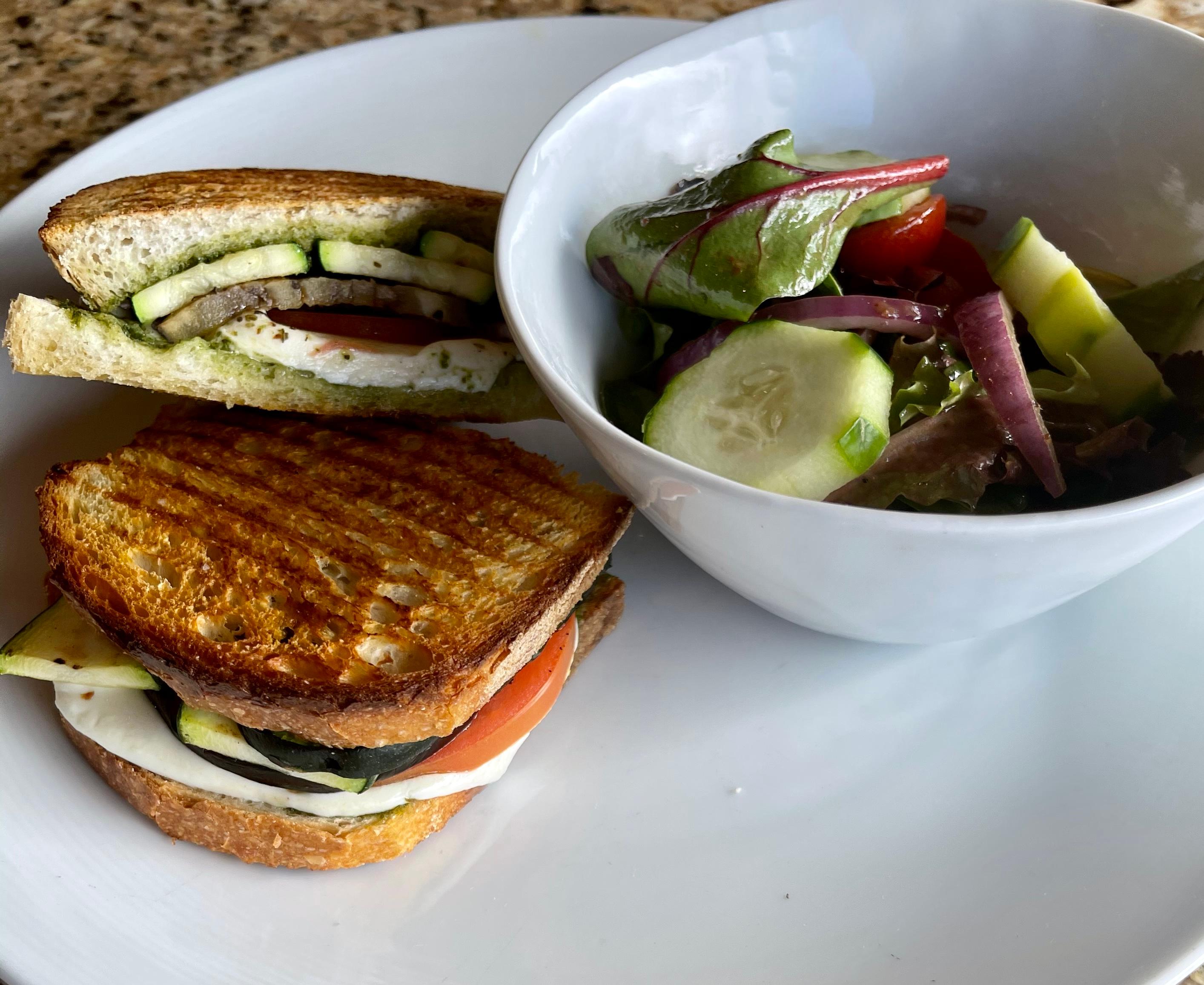 Order Grilled Veggie Caprese Panini (vg) food online from Limoncello store, West Chester on bringmethat.com