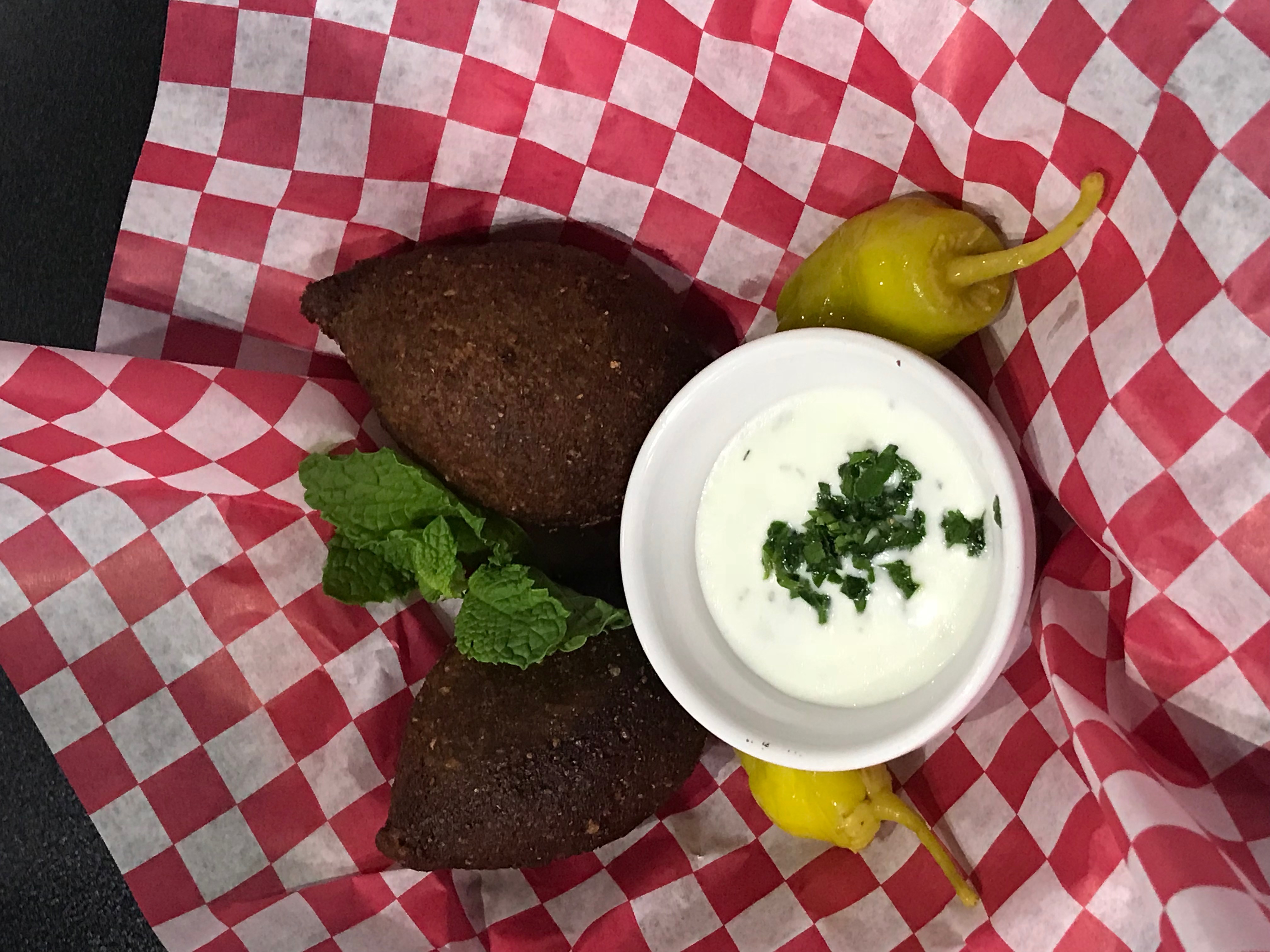 Order 2 Piece Fried Kibbeh food online from Flames Mediterranean & Grill store, Memphis on bringmethat.com