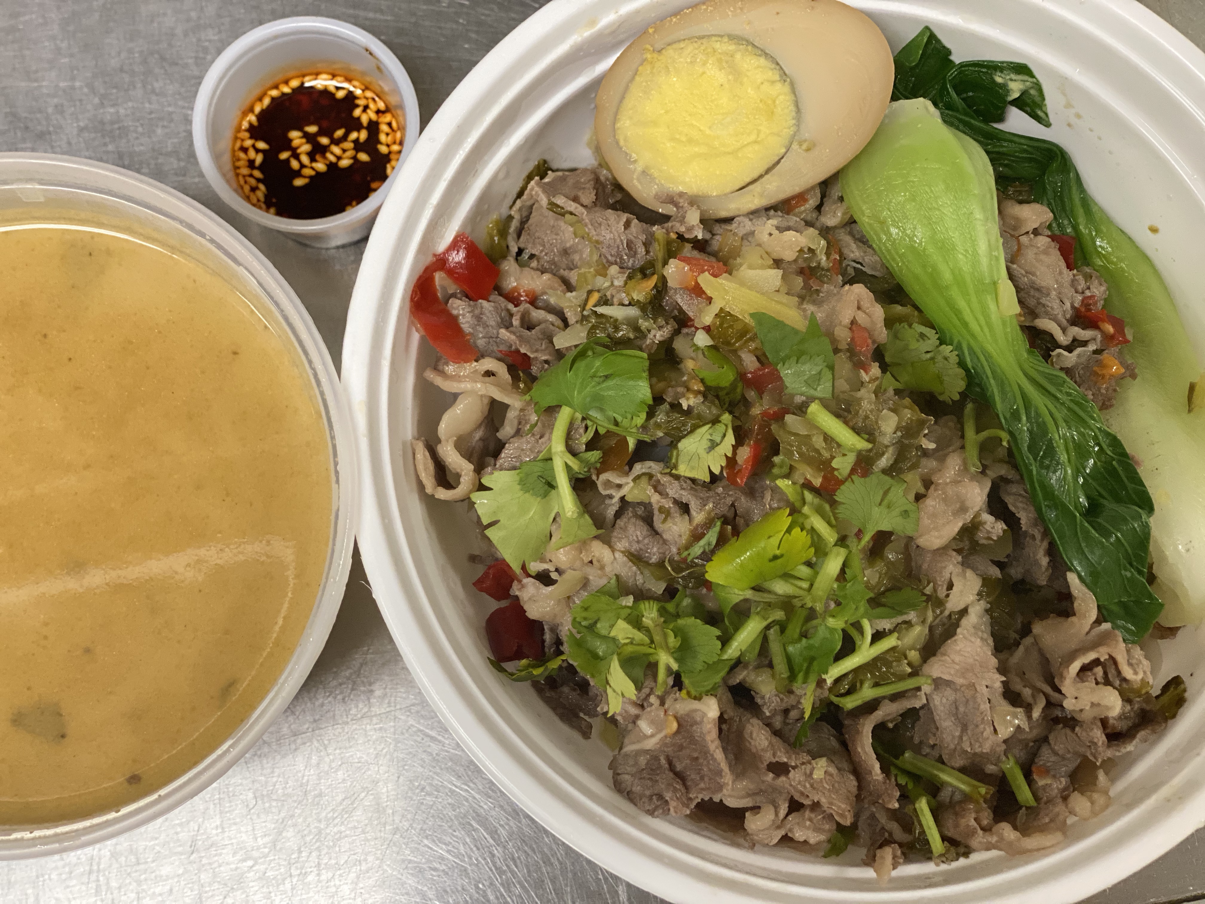 Order Shabu Shabu Style Beef w. Pickled Mustard Noodle Soup 酸菜肥牛 food online from IQ Kitchen store, Newton Highlands on bringmethat.com