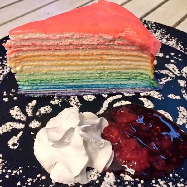 Order Rainbow Crepe Cake food online from Dek Sen store, Elmhurst on bringmethat.com