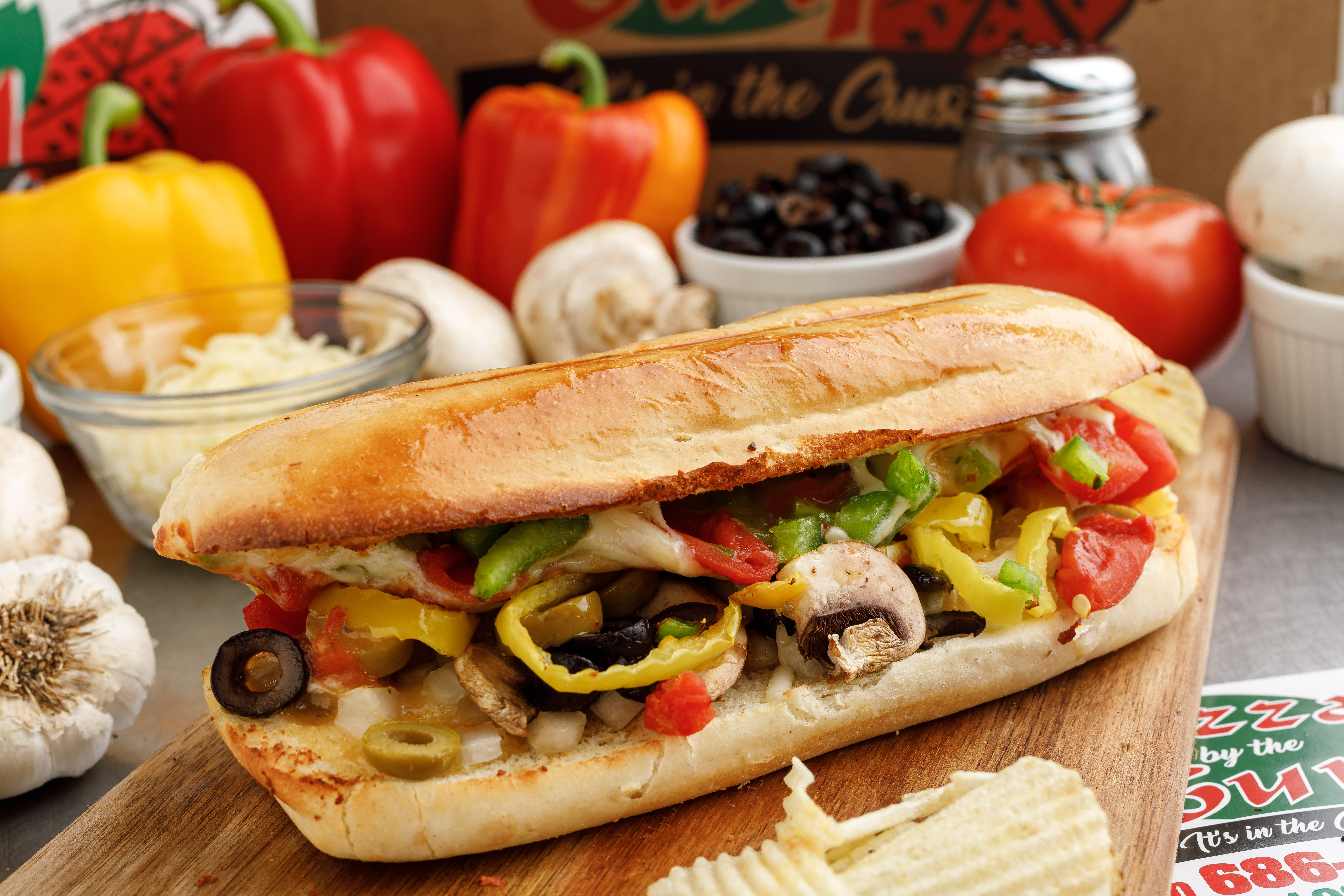Order Veggie Sub Sandwich food online from Pizza by the Guy store, Owensboro on bringmethat.com